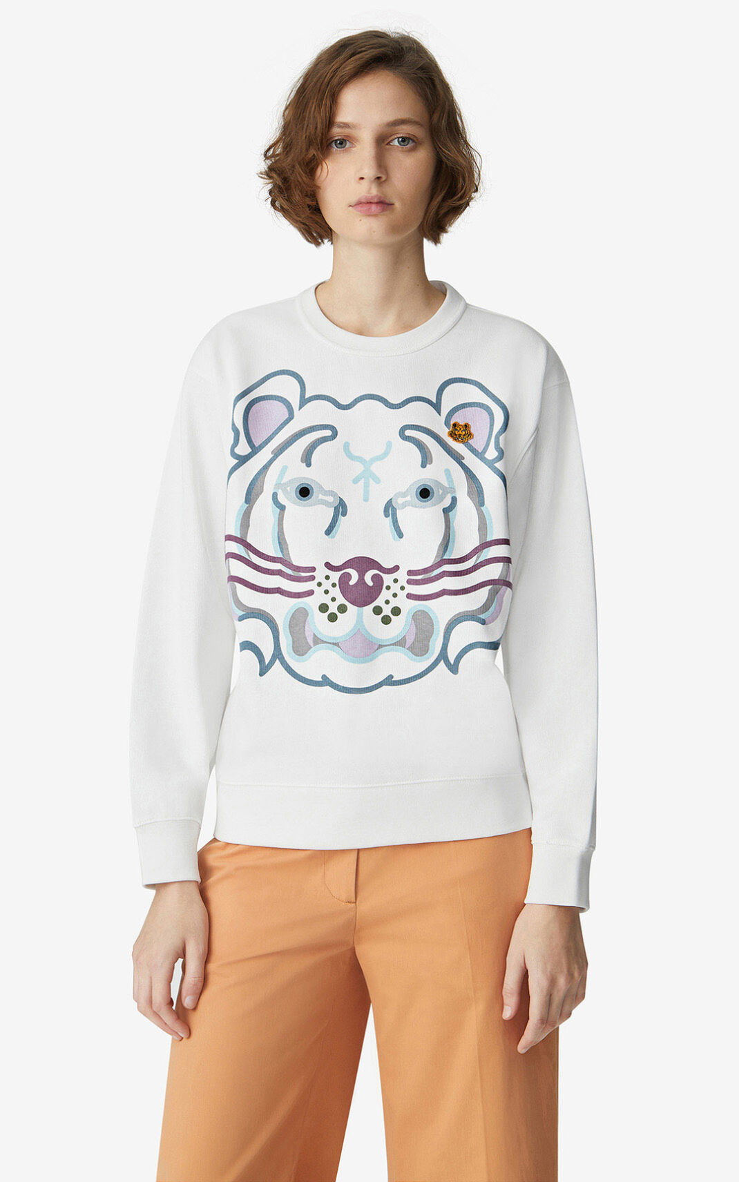 Kenzo K Tiger Sweatshirt White For Womens 7681GKTAE